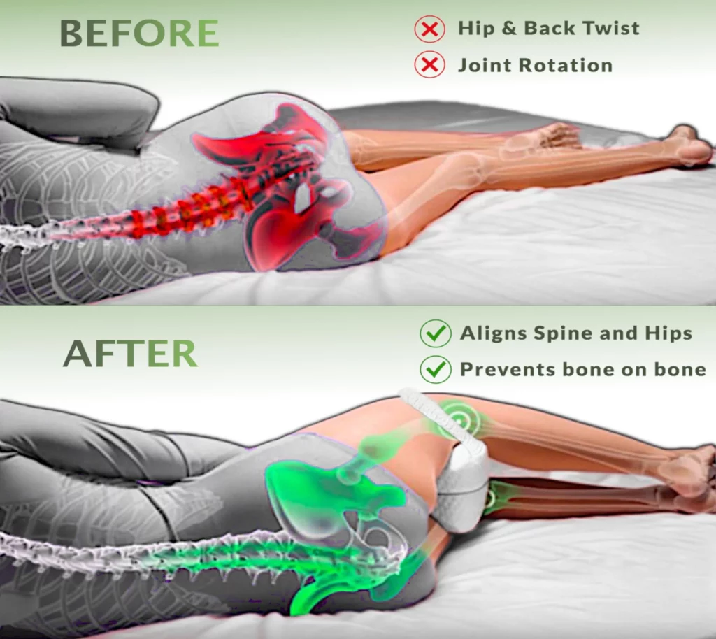 Correct sleeping posture and pillow positioning to support the spine overnight