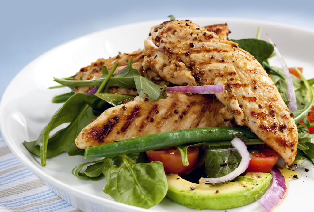 Simple protein and vegetable meal suitable for a modified fasting day